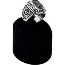 Oya Silver Kesme Oniks Polis Teşkilatı Gümüş Erkek Yüzük