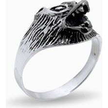 Oya Silver Kurt Başı Gümüş Erkek Yüzük