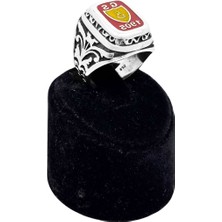 Oya Silver Mineli Vintage Galatasaray Gümüş Erkek Yüzük