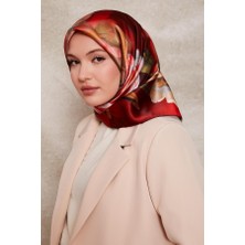 Levidor Kırmızı Çiçek Desen Sura Ipek EŞARP-0930