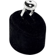 Oya Silver Yuvarlak Mineli Ying–yang Denge Gümüş Erkek Yüzük