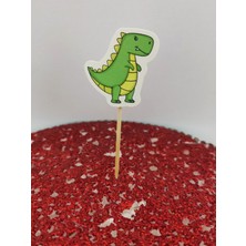 30 Adet Dekoratif Karton Dinozor Şeklinde Pasta Kürdanı 6,5 cm