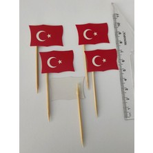 30 Adet Dekoratif Küçük Karton Ay Yıldız Baskılı Pasta Kürdanı 6,5 cm