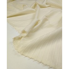 Kumaş Parça Krem Renkte Enine Çizgili Pamuklu Kumaş En: 145 cm