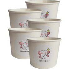 10 Adet Pembe Ilk Dişim Çıktı Baskılı Karton Kase 9X6CM - Standart Baskı