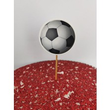 30 Adet Dekoratif Karton Futbol Topu Şeklinde Pasta Kürdanı 6,5 cm