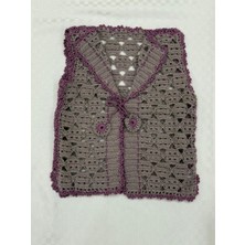 El İşi El Işi Tığ Işi Kız Çocuk Yeleği 2-3 Yaş