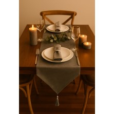 DNRYSL Lüks Runner Masa Örtüsü Rustik Şık Püsküllü Dekoratif Masa Örtüsü 35X150 cm