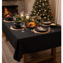 Pikko Home Siyah Kadife Dokulu Dertsiz Masa Örtüsü