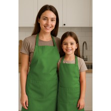 Lessa Home Anne Kız Mutfak Önlüğü Sıvı Geçirmez Şef Önlüğü Cepli Barista Mutfak Önlüğü Yeşil