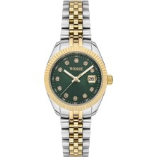 Wesse WWL302807 Kadın Kol Saati 5 ATM Suya Dayanıklı Çelik Kasa Gold Renk 28 mm Yeşil Kadran