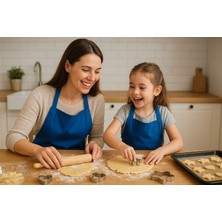 Lessa Home Anne Kız Mutfak Önlüğü Sıvı Geçirmez Şef Önlüğü Cepli Barista Mutfak Önlüğü Mavi