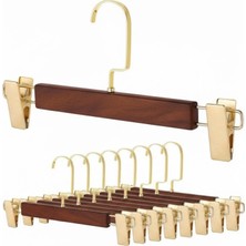 Ceviz Renk Ahşap Pantolon ve Etek Askısı Amerikan Kancalı 10 Adet Özel Seri