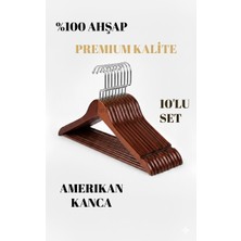 Beyaz Siyah Ceviz Ahşap Lüks Askı Kıyafet Elbise Gömlek ve Pantolon Askısı Amerikan Kanca 10 Adet