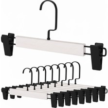 Beyaz Ahşap Pantolon ve Etek Askısı Amerikan Kancalı 10 Adet Özel Seri