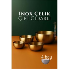Skygo Çift Cidarlı Kase - Inox Çelik 4 Lü Kase Seti Kase