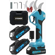 Steiner 30 mm Dijital Göstergeli Kömürsüz Motor Akülü Bağ Dal Ağaç Kesme Biçme Budama Makinesi Şarjlı Makas