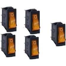 Demir Led Tekli Dar On-Off Işıklı Sarı Anahtar 3 Pinli Işıklı Dar Switch (5 Adet)