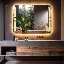 Lumora Mirror Design Selyn Günışığı Led'li Lazer Kumlamalı Lavabo & Banyo Aynası (Dokunmatik Sensörlü)