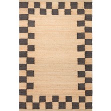 Kalesta Halı Maldiv 13 Natural Black Jüt %100 El Dokuma Hasır Halı Antre, Hol, Balkon, Oturma Odası Halısı