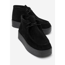 Luvi Melıa Siyah Süet Hakiki Deri Kadın Bilekte Bot