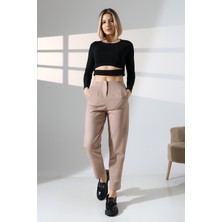 Lubiti Kadın Pensli Süet Pantolon/havuç Paça Yumuşak Dokulu Pantolon