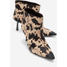 Luvi Rassel Bej Desenli Mat Burunlu Kadın Ince Topuklu Bot