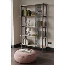 Konkre Tasarım Mdflam Derin Kitaplık Traverten Görünümlü Mdflam Metal Seperatör Raf Kitaplık Klasör 92x33x170h cm