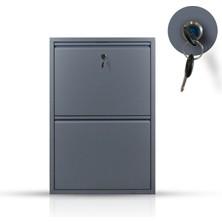 Moemi 2 Kapaklı Kilitli Ayakkabılık Raflı Ayakkabılık Antrasit Metal Ayakkabılık