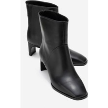 Luvi Nordy Siyah Cilt Hakiki Deri Kadın Blok Topuklu Bot