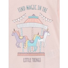 Lc Waikiki  Bisiklet Yaka Baskılı Kız Çocuk Pijama Takımı