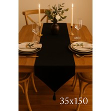 Ces Store Lüks Runner Masa Örtüsü Rustik Şık Püsküllü Dekoratif Masa Örtüsü 35X150 cm