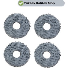 robotyedek Roborock QRevo CurvX / QRevo Curv 2 Pro Uyumlu Mikrofiber Mop Bez 4 Adet
