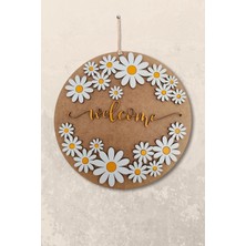 Kutaydan Dekoratif Welcome Yazılı Papatya Motifli Kapı ve Duvar Süsü