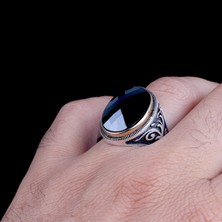 Mem Güney Silver Lacivert Kristal Kesim Taşlı Özel Seri Gümüş Erkek Yüzük