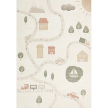 Kalesta Halı Zuma  07 Cream Multy Antialerjik Yapısıyla Özenle Üretilmiş Yıkanabilir Çocuk ve Bebek Halısı