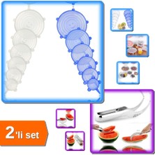 Hereveoyuncak Tazeliği Koruyan 6 Adet Silikon Strech Kapak + Karpuz Kavun Dilimleme Bıçağı Seti - 2li Set F9B3B8