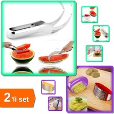 Hereveoyuncak Karpuz Kavun Dilimleme Bıçağı + Pratik Patates Püresi Yapma Aleti - Paslanmaz Çelik - 2li Set B5F6P6