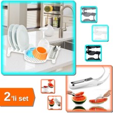 Hereveoyuncak Kurutmalık Multi Bulaşıklık Tabaklık + Karpuz Kavun Dilimleme Bıçağı - 2li Set K0Y2L5