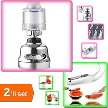 Hereveoyuncak Karpuz Dilimleme Bıçağı + 360 Derece Oynar Filtreli Krom 3 Fonksiyonlu Musluk Başlığı - 2li Set C7T5