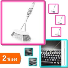 Hereveoyuncak Lavabo ve Küvet Temizleme Fırçası + 3 Adet Bükülebilir Esnek Klavye Temizlik Fırçası - 2li Set U8X6E