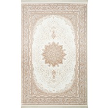 Kalesta Halı Lübna 01 Cream Bambu ve Viskon Kullanılarak Üretilen Klasik Desenli Şık, Zarif Salon Halısı