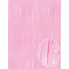 Üreticiniz Soft Pembe Püsküllü Kapı Perdesi - Parti, Baby Shower, Cinsiyet Partisi 1x2 M