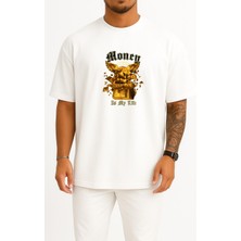 Bahriyeli Collection Oversize Para Benim Hayatım Luxury Göğüs Baskılı Unisex T-Shirt