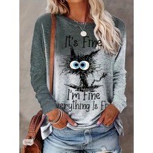 Arben Boutique Kadın Uzun Kollu Bisiklet Yakalı Desenli Süprem Bluz