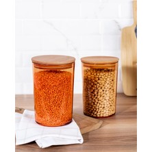 Madame Coco Yuviera 1500ml Ahşap Kapaklı Saklama Kabı 2'li