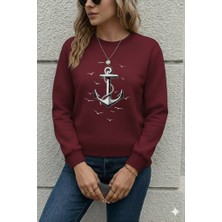 Gökyüzü Moda Kadın Uzun Kollu Bisiklet Yaka Desenli Viskon Iki Iplik Bluz