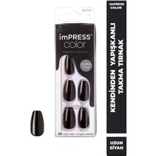İmpress Color Kendinden Yapışkanlı Takma Tırnak Uzun Siyah
