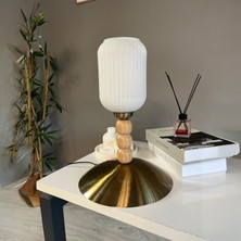 Bamyum Wingmn Cam Beyaz Üç Boncuk Masa Lambası Dekoratif Masaüstü Aydınlatma Yatak Odası Başucu Lamba