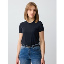 Jimmy Key Siyah Düz Kesim Bisiklet Yaka Kısa Kollu Basic Tişört